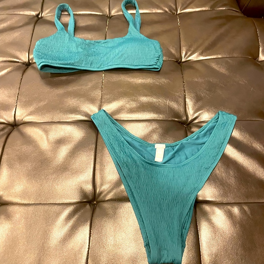 Aerie teal two piece bathing suit
